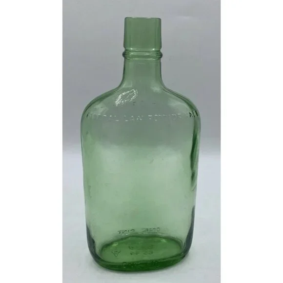 Vintage Green Glass Bottle One 1 Pint Federal Law Forbids Sale Or Reuse Flask - Picture 3 of 9